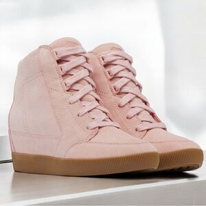 New SOREL Out N About Wedge II Shoes Boots Booties Sz 9 Faux Pink Gum 2